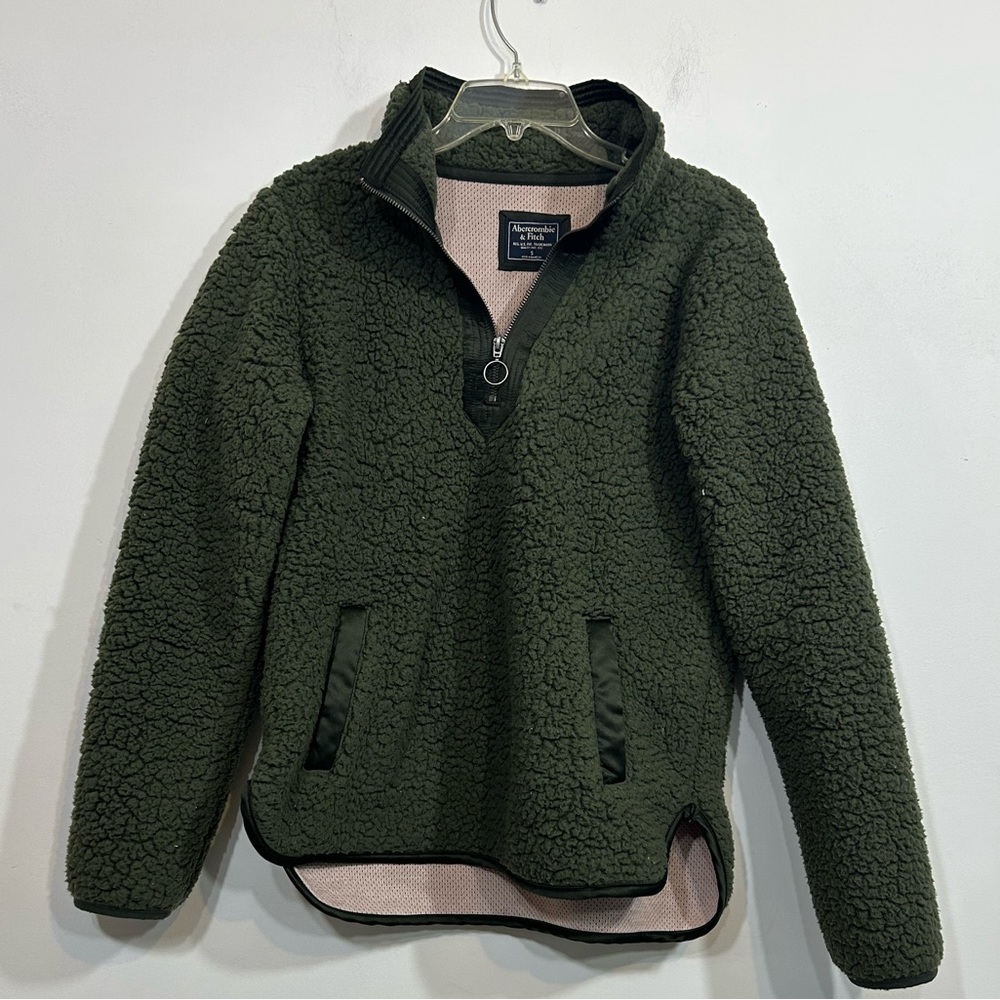 Abercrombie & Fitch Army Green Sherpa Pullover Women’s Size Small
